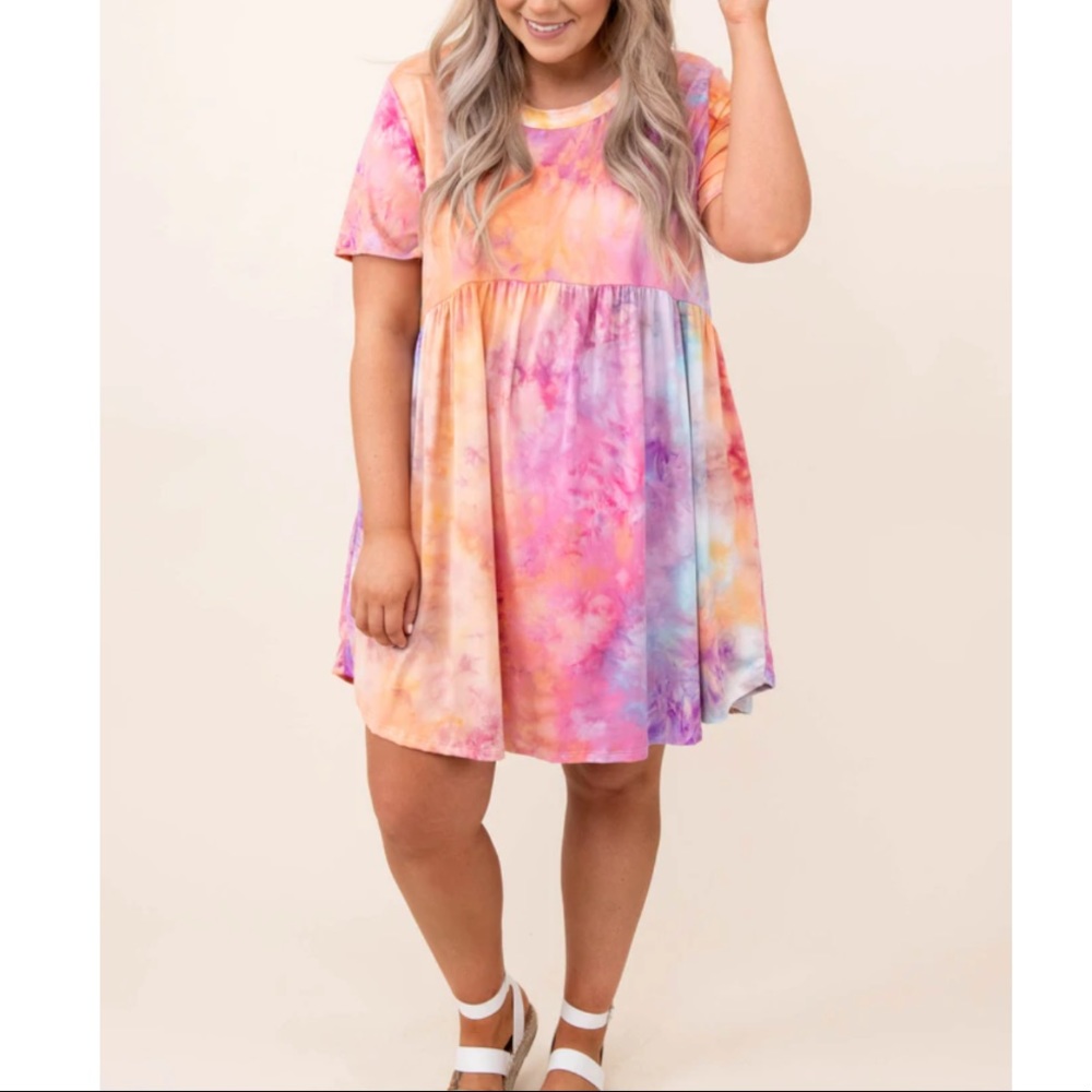 Plus Size Chic Soul Tie Dye Babydoll Dress 1X
